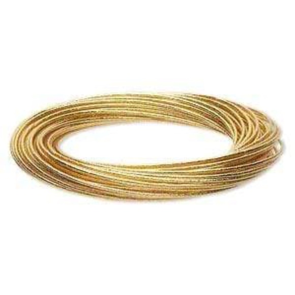 Womens Stainless Steel Gold Interlocking Bangle Bracelet - Picture 2 of 7